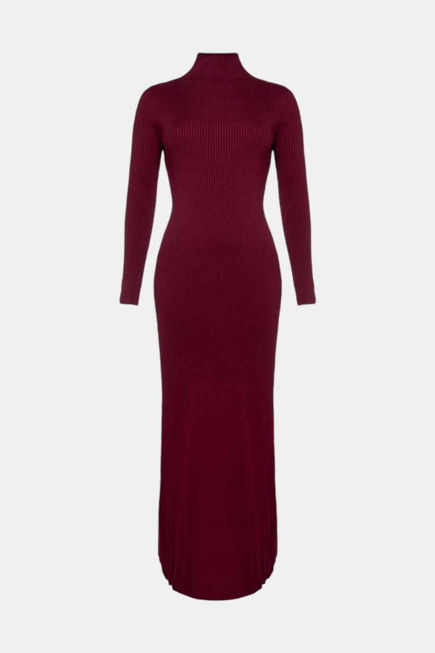 Бордовое трикотажное платье макси 07Dress266W GASANOVA