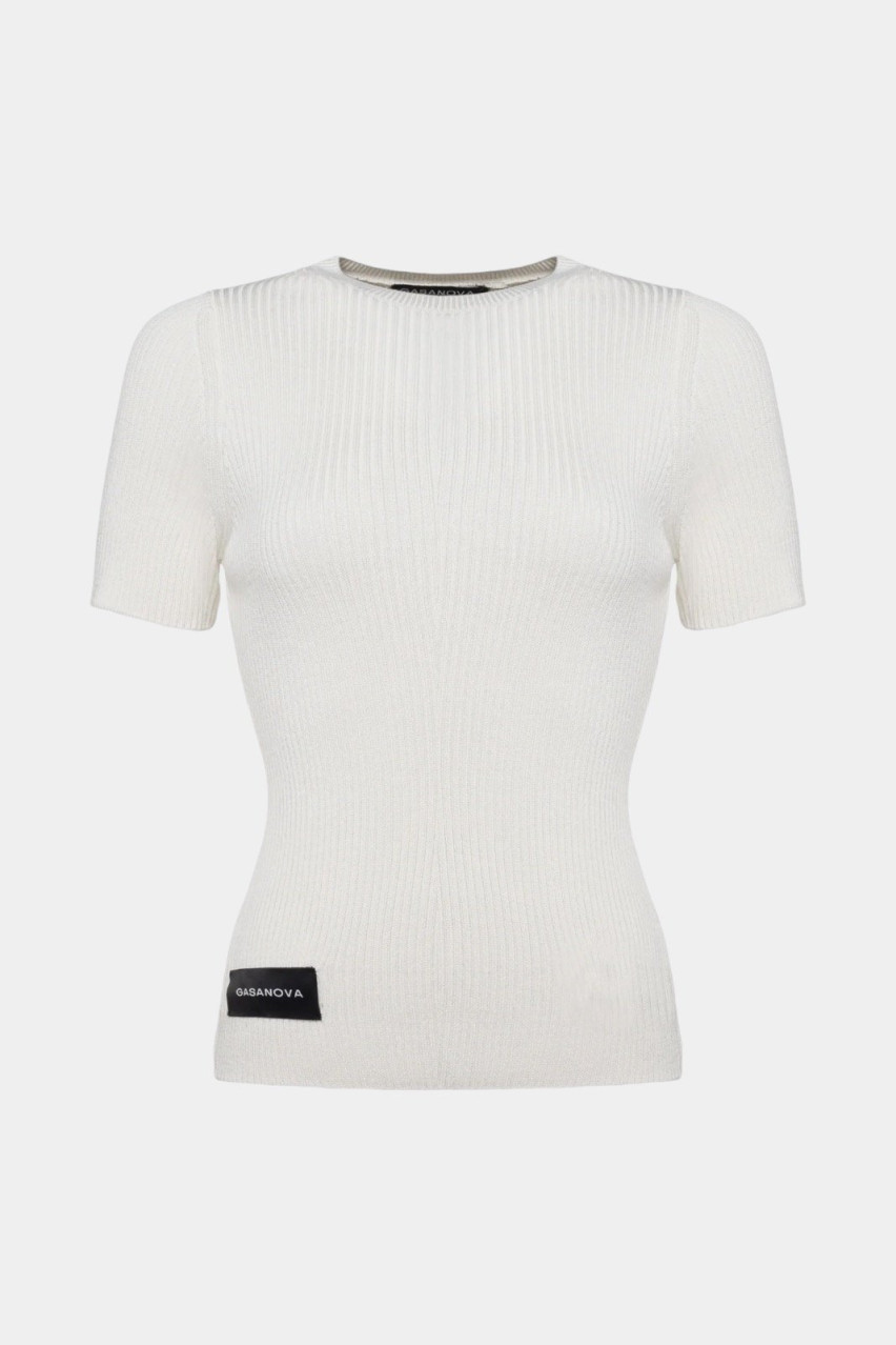 Молочная плетеная футболка 07Tee-s419C GASANOVA
