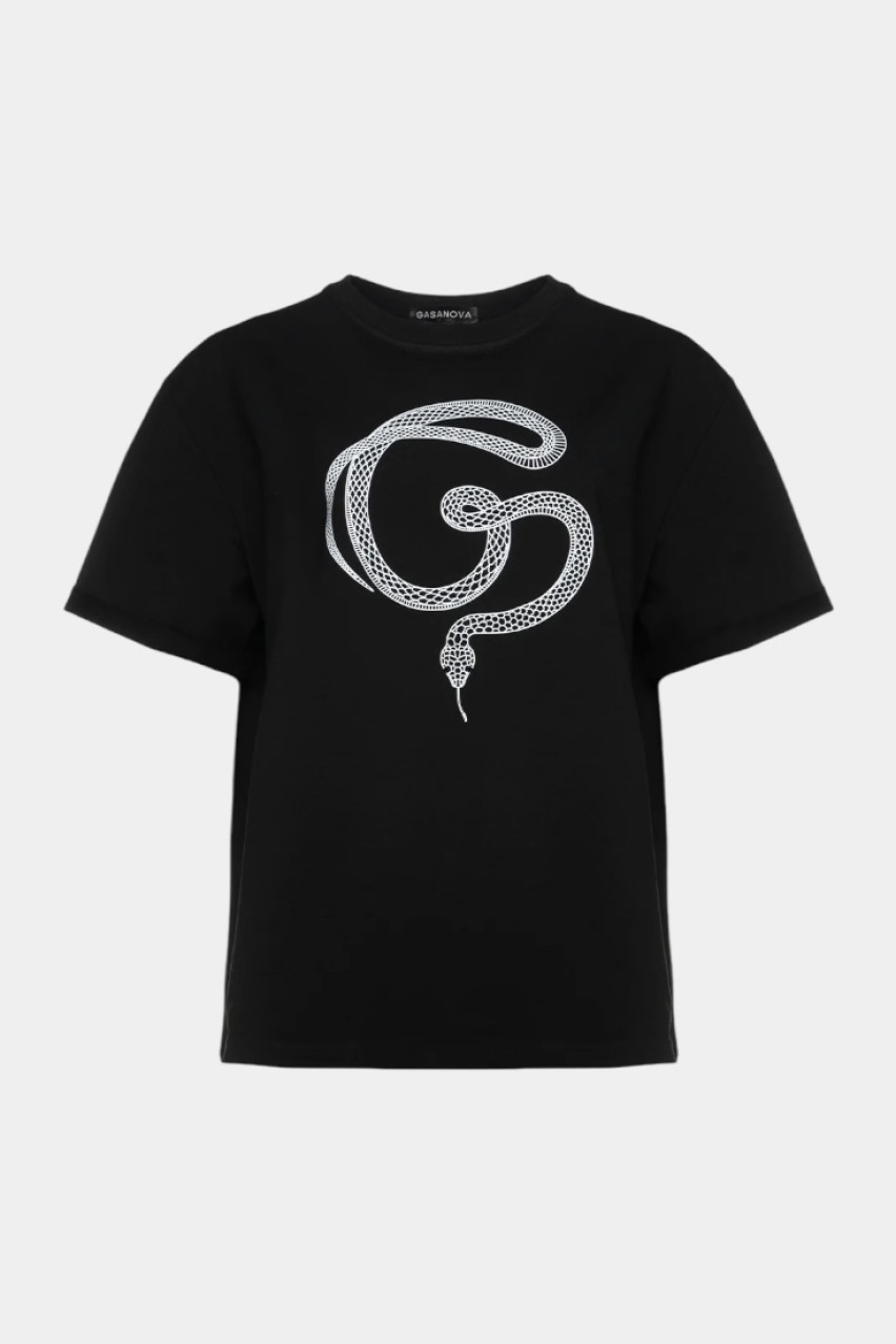 Черная футболка G-Snake 04Tee-s425C GASANOVA