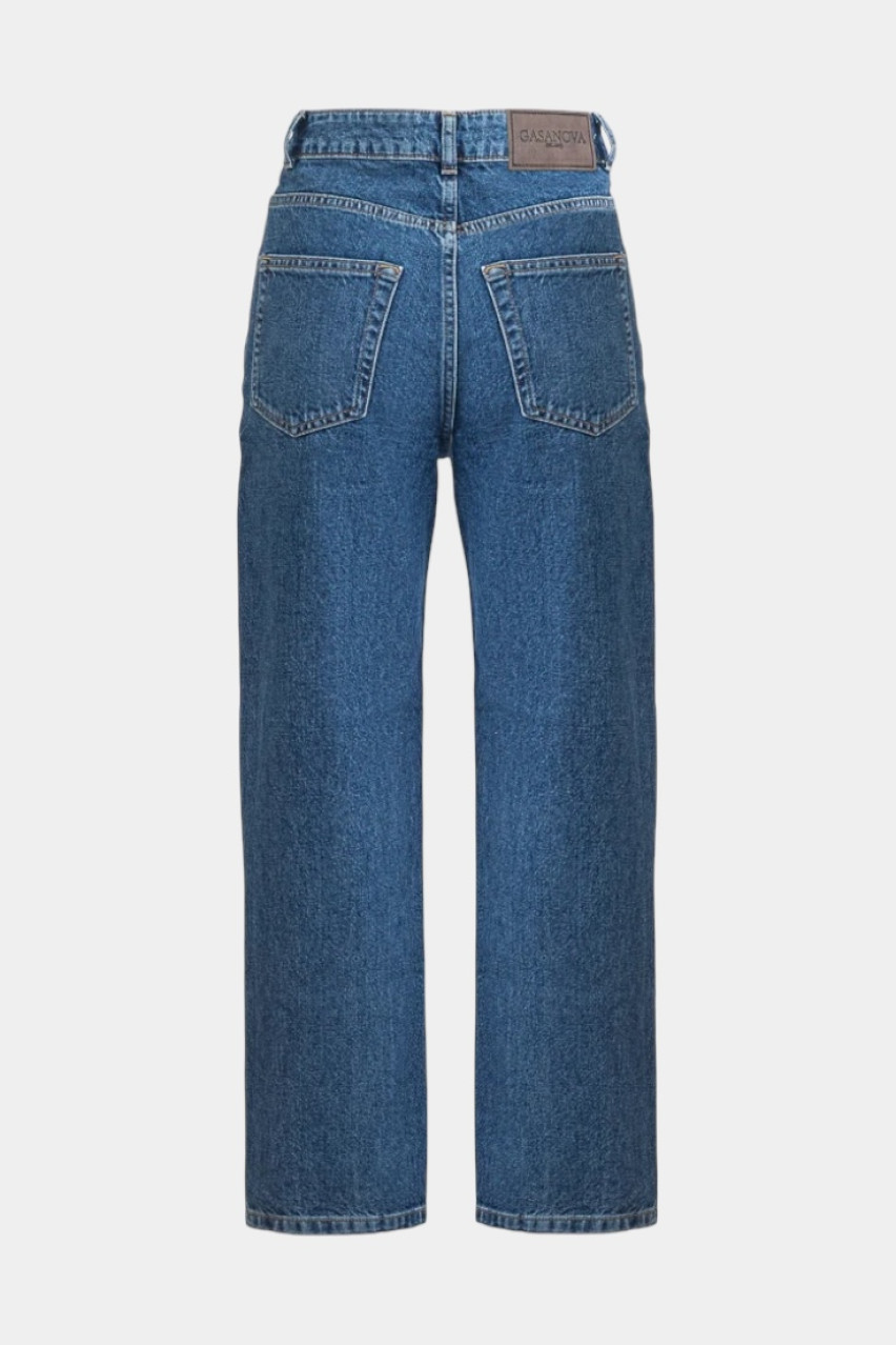 Сині mom-джинси зі стразовим логотипом 00Jeans007J GASANOVA