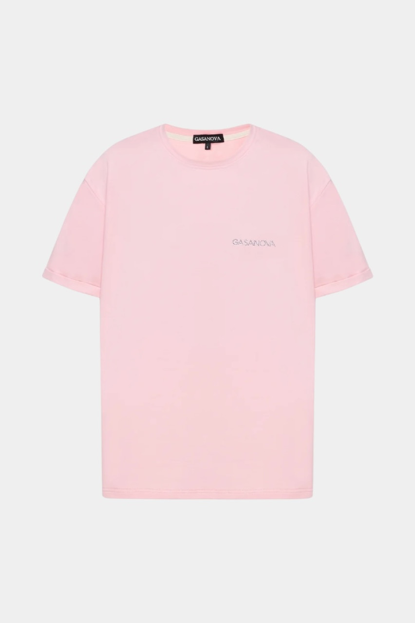 Розовая футболка со стразовым логотипом 00Tee-s010C GASANOVA
