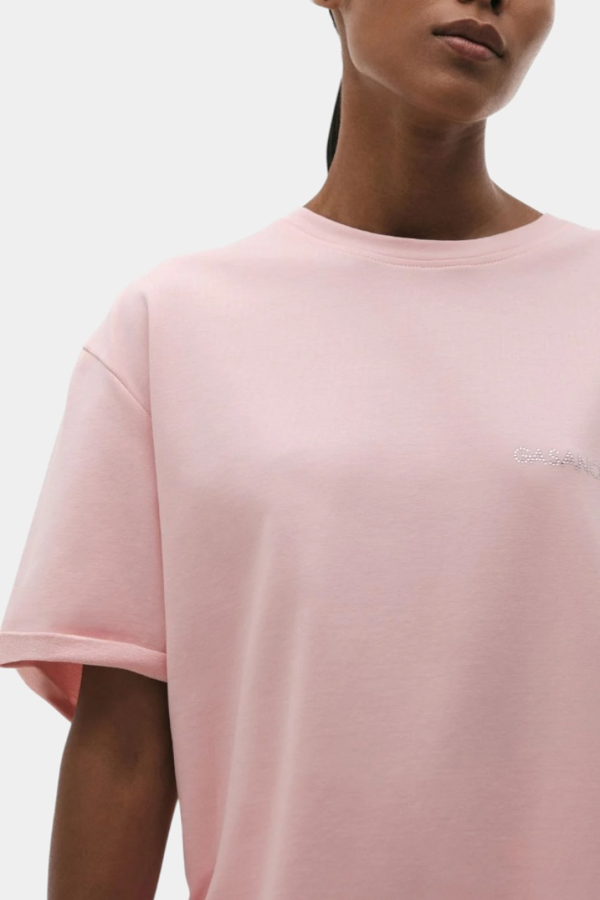 Розовая футболка со стразовым логотипом 00Tee-s010C GASANOVA
