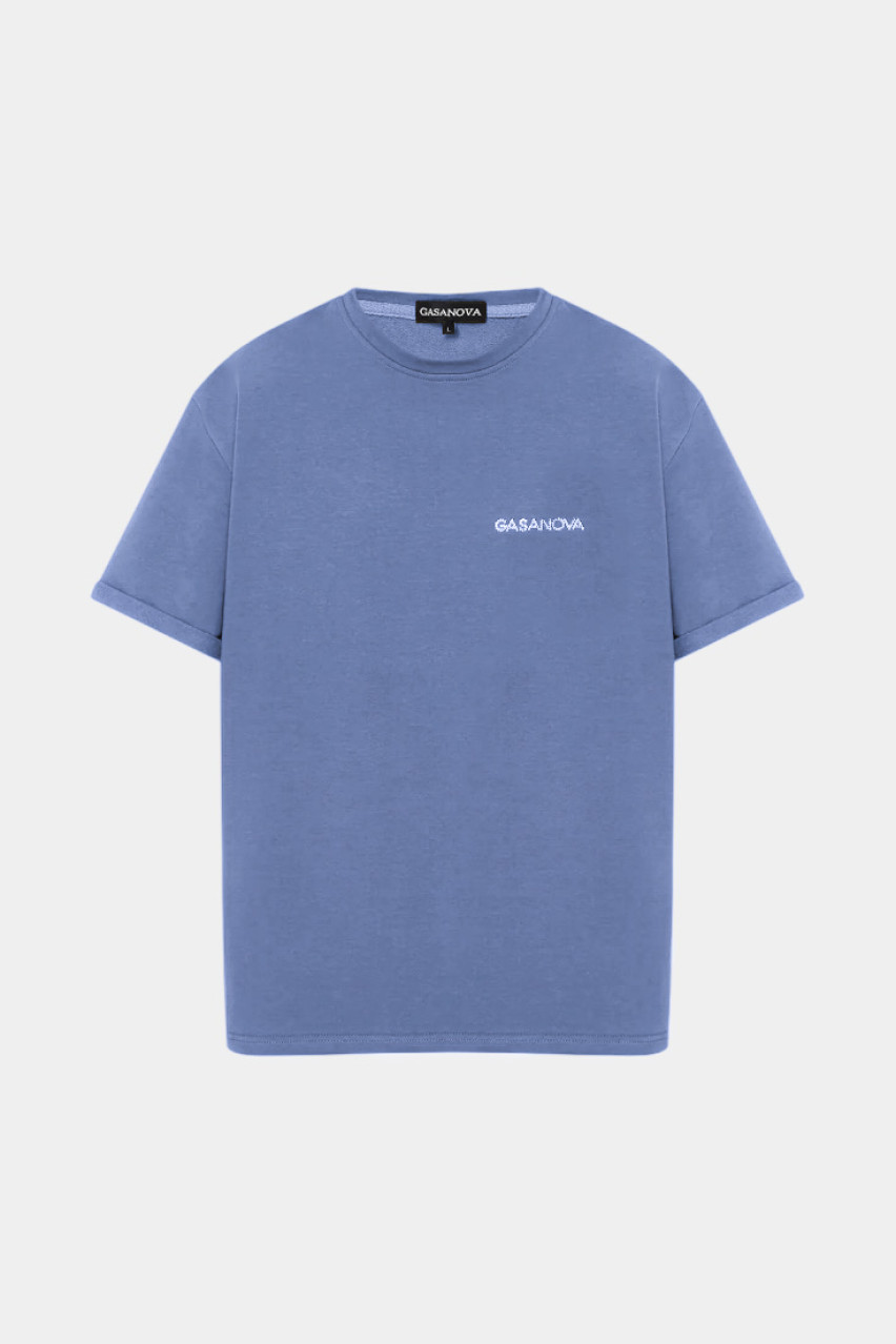 Голубая футболка со стразовым логотипом 00Tee-s010C GASANOVA