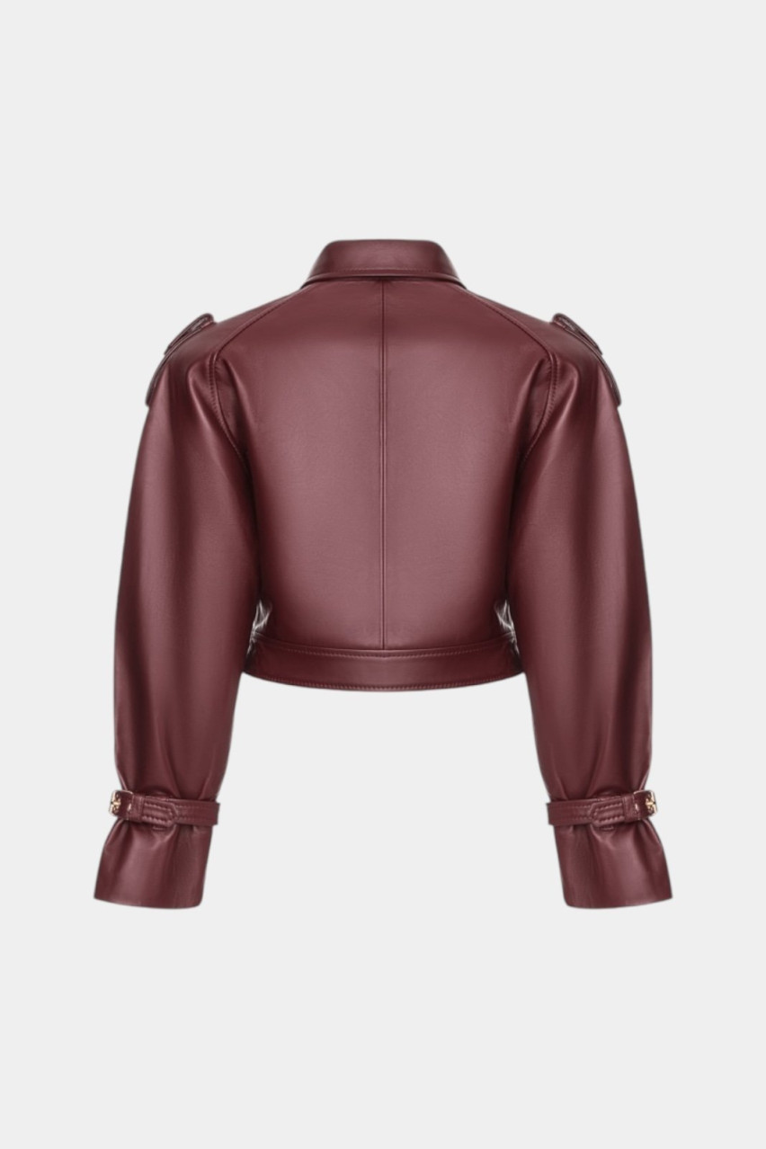 Бордова вкорочена куртка з пряжками на рукавах GOT'S LABEL