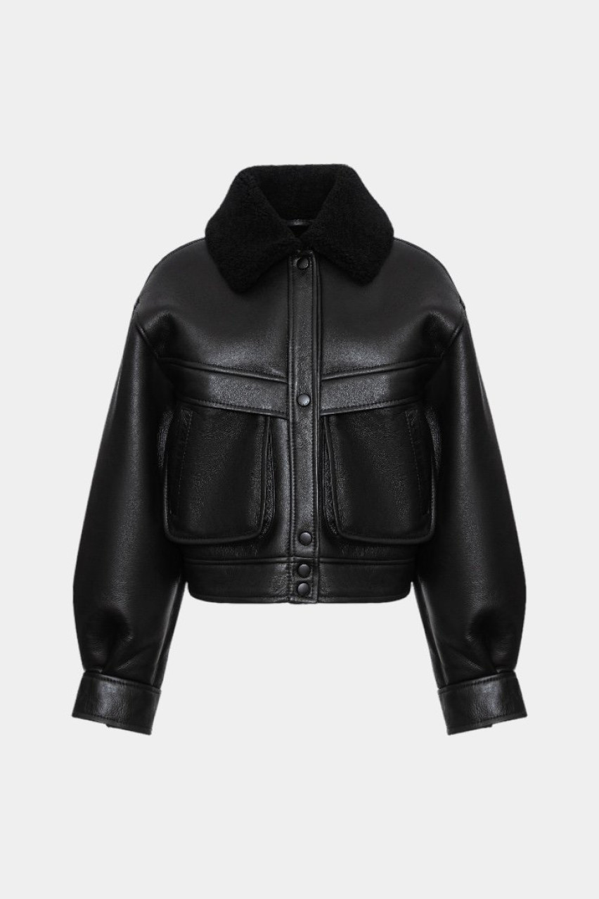 Чорна дублянка з чорним хутряним воротом GOT'S LABEL