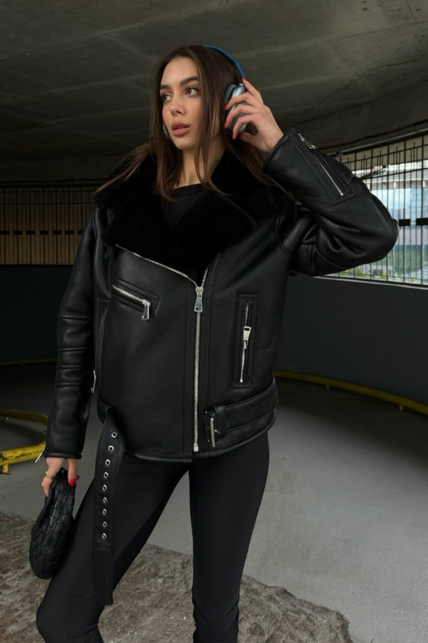 Черная удлиненная дубленка Classic GOT'S LABEL