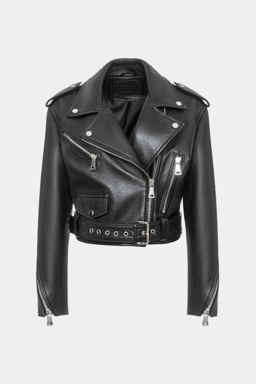 Черная куртка из гладкой кожи GOT'S LABEL