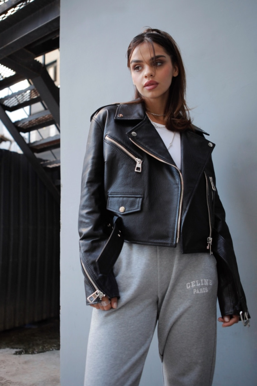 Черная куртка из гладкой кожи GOT'S LABEL