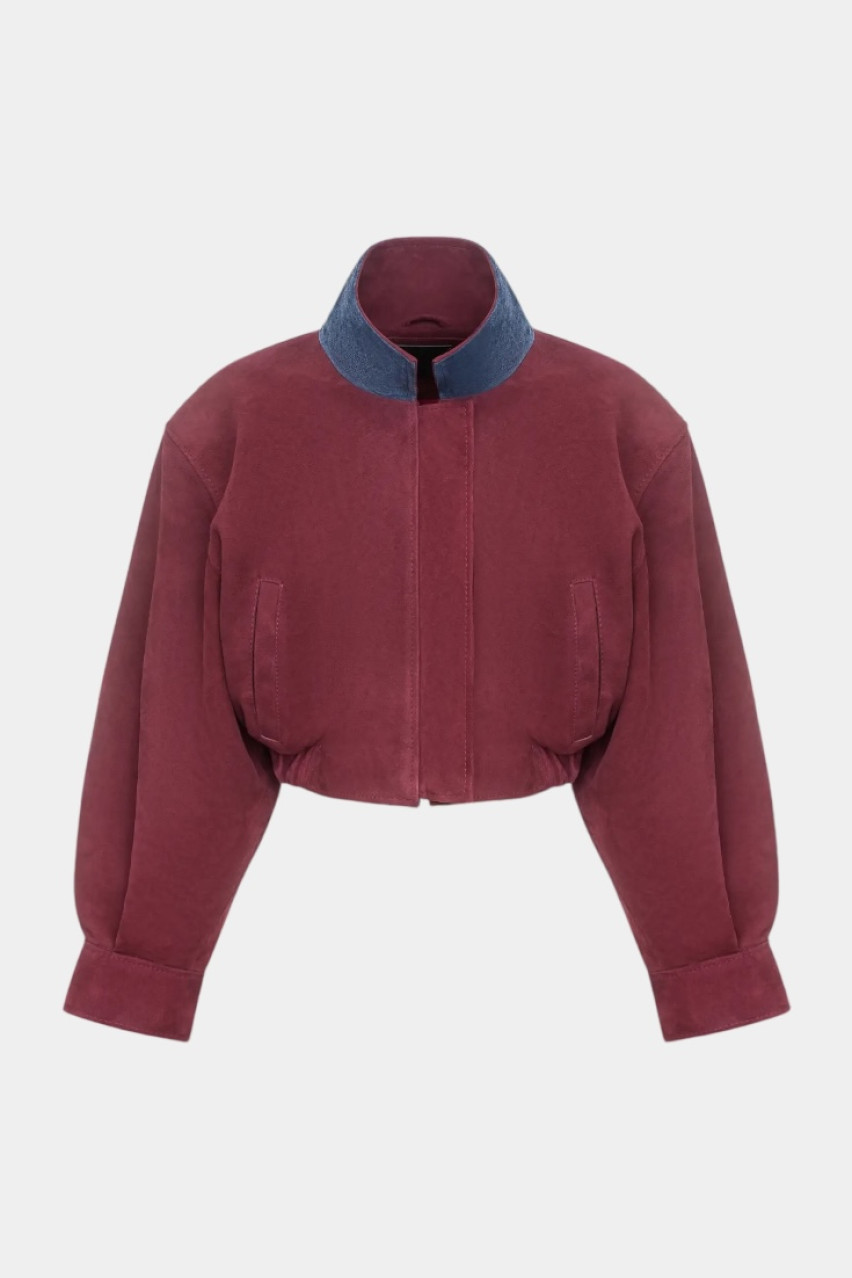 Бордовый укороченный бомбер оверсайз кроя GOT'S LABEL