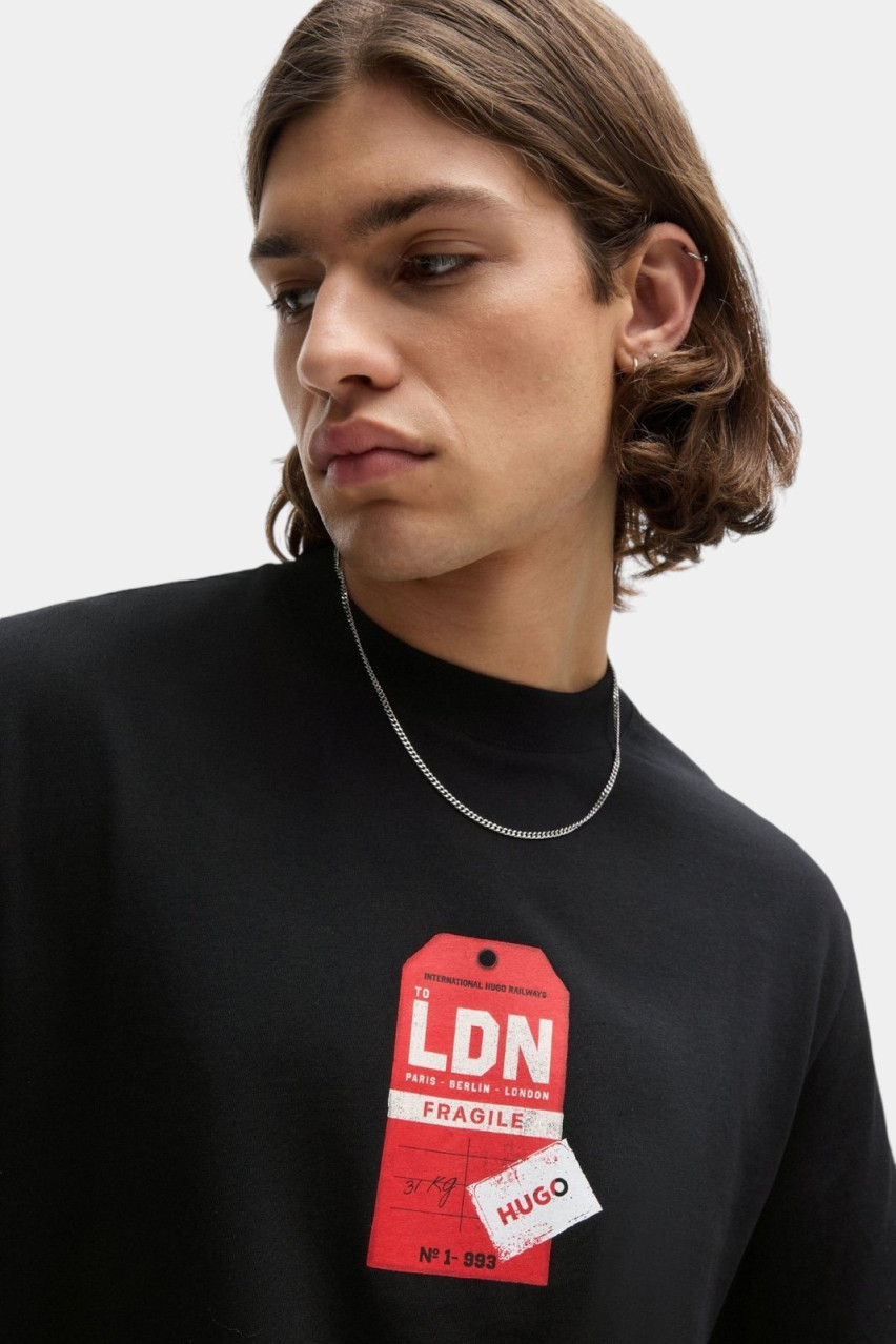 Черная футболка Ditroso с принтом 50516738 001 HUGO