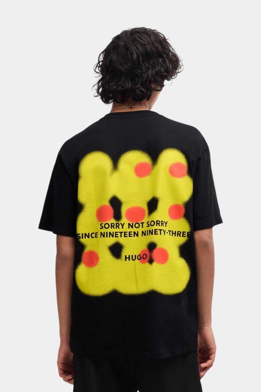 Черная хлопковая футболка Dilippers с принтом 50519004 002 HUGO