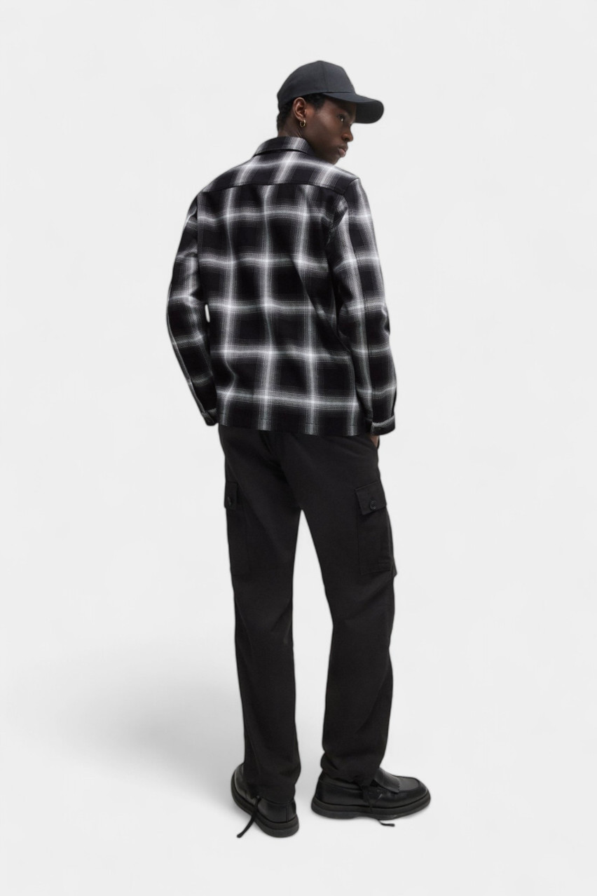 Чорно-біла оверсайз куртка-сорочка Enalu з бавовняного твілу 50520104 001 HUGO