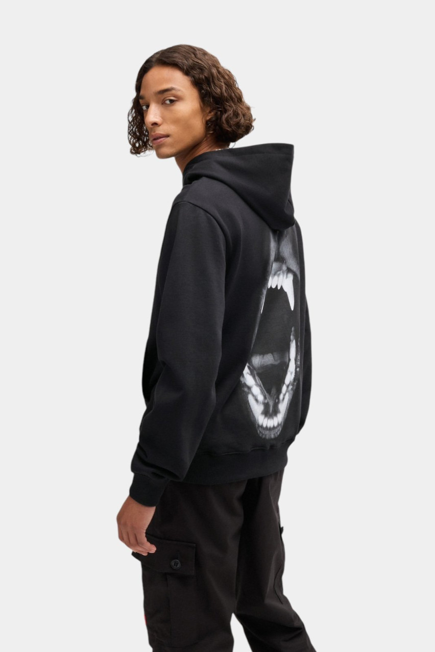 Чорне бавовняне худі Dartchon з анімалістичною графікою 50525054 001 HUGO