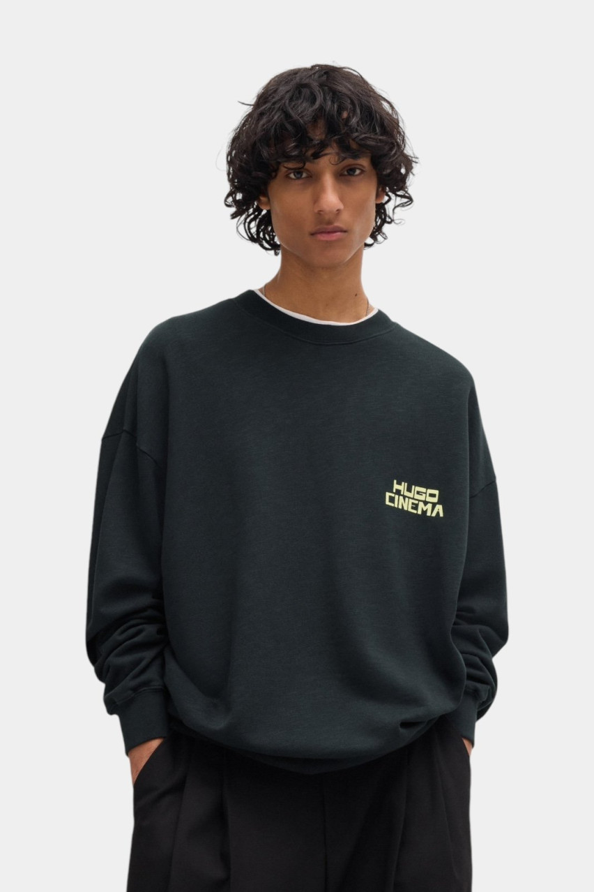 Черный хлопковый свитшот Dargentix с графикой в ​​стиле фильмов 70-х 50525755 001 HUGO