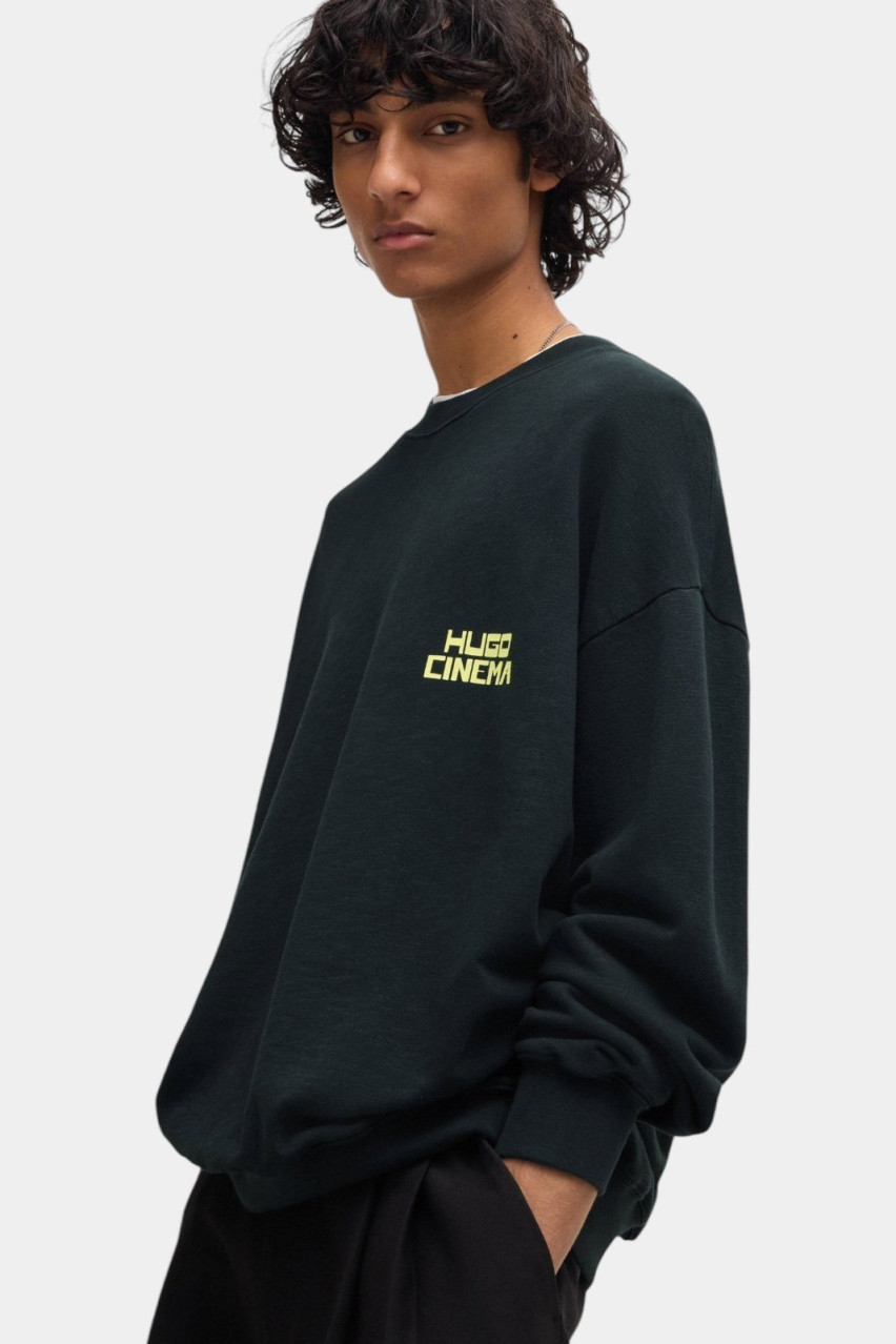 Черный хлопковый свитшот Dargentix с графикой в ​​стиле фильмов 70-х 50525755 001 HUGO