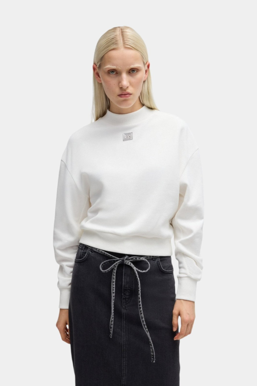 Белый хлопковый свитшот Deflorine с логотипом 50525753 102 HUGO