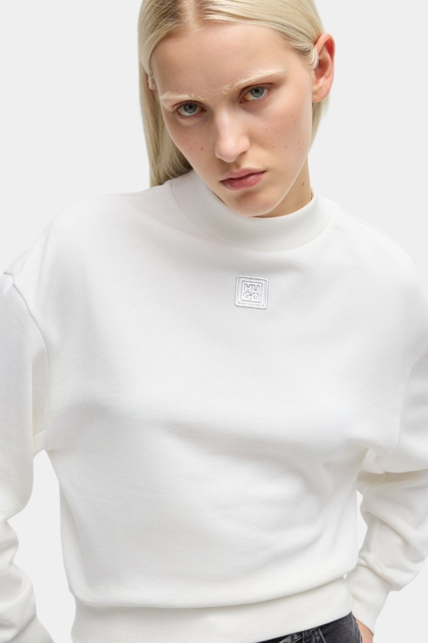 Белый хлопковый свитшот Deflorine с логотипом 50525753 102 HUGO
