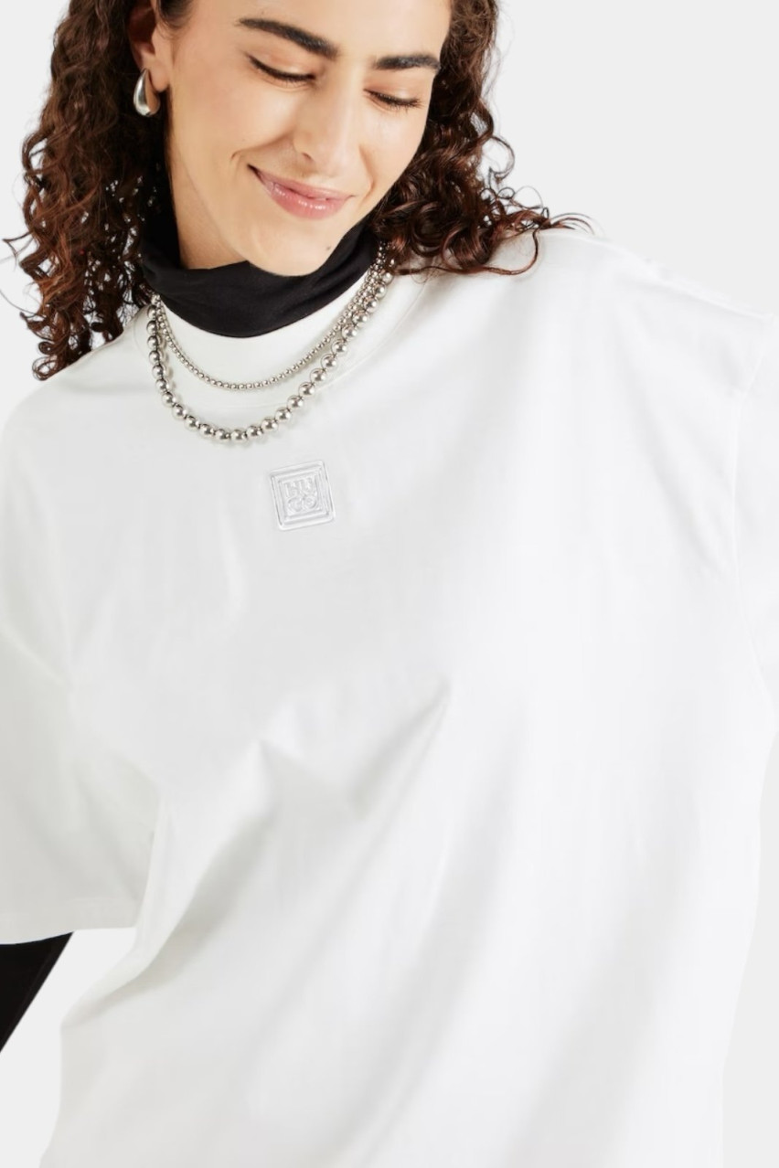 Біла бавовняна футболка Driselina з логотипом 50525752 102 HUGO