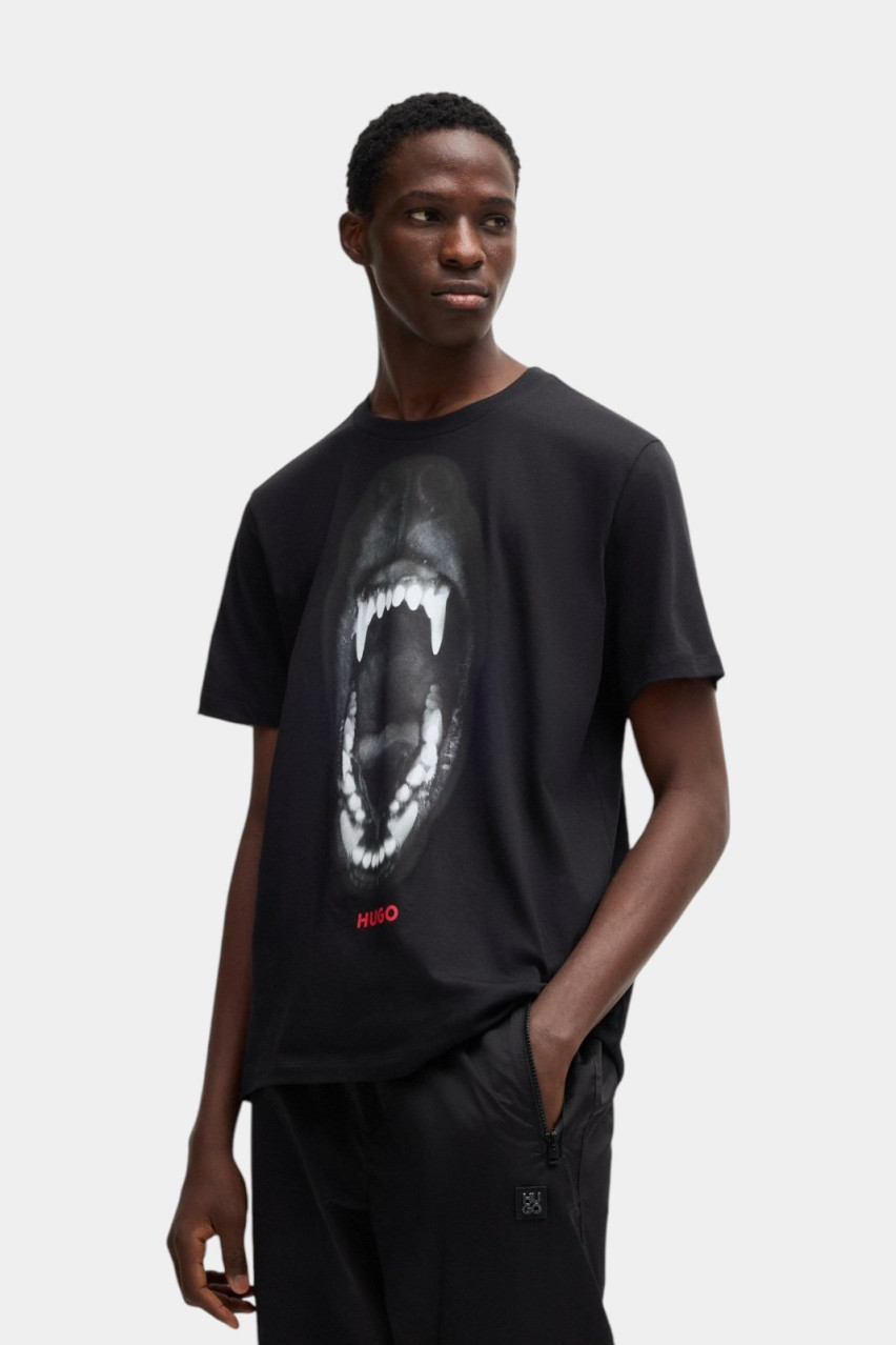 Черная футболка Dayaking с анималистической графикой 50523979 001 HUGO