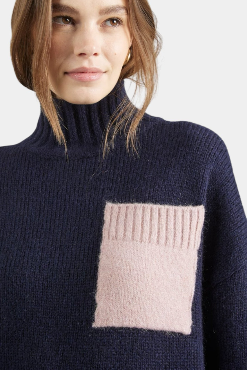 Темно-синій светр Scuple з акцентною кишенею 50518340 407 HUGO