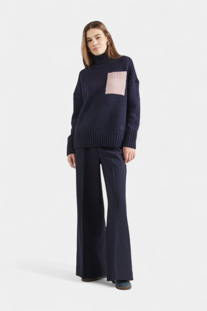 Темно-синій светр Scuple з акцентною кишенею 50518340 407 HUGO