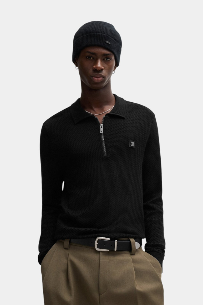 Чорне вʼязане поло Sastoon на блискавці 50516640 001 HUGO