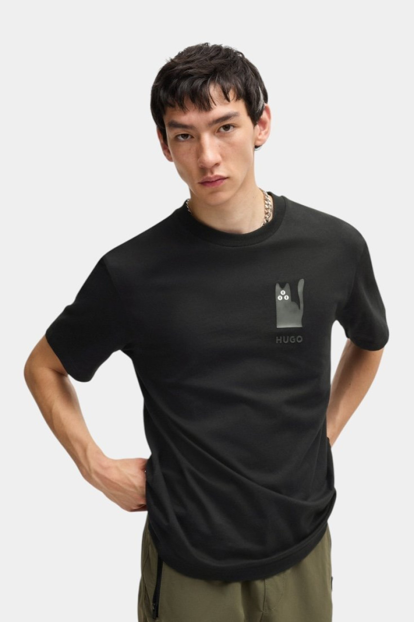 Черная хлопковая футболка Dicatiko с графикой, вдохновленной жанром Horror 50532325 001 HUGO