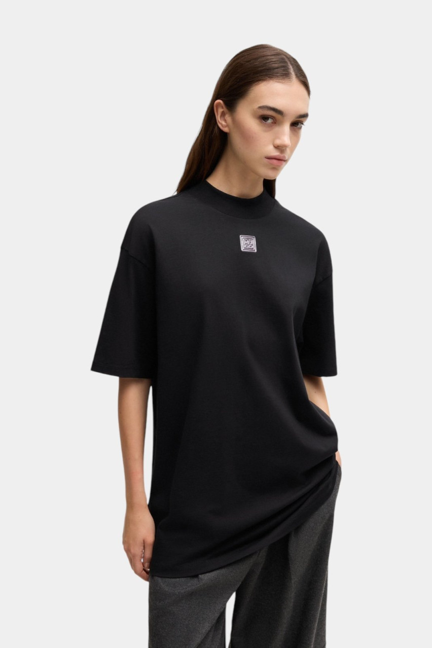 Чорна бавовняна футболка Driselina з логотипом 50525752 001 HUGO