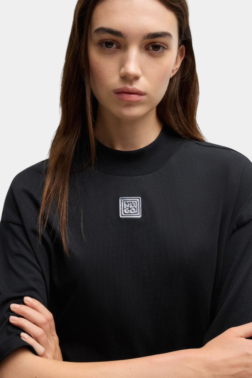 Чорна бавовняна футболка Driselina з логотипом 50525752 001 HUGO