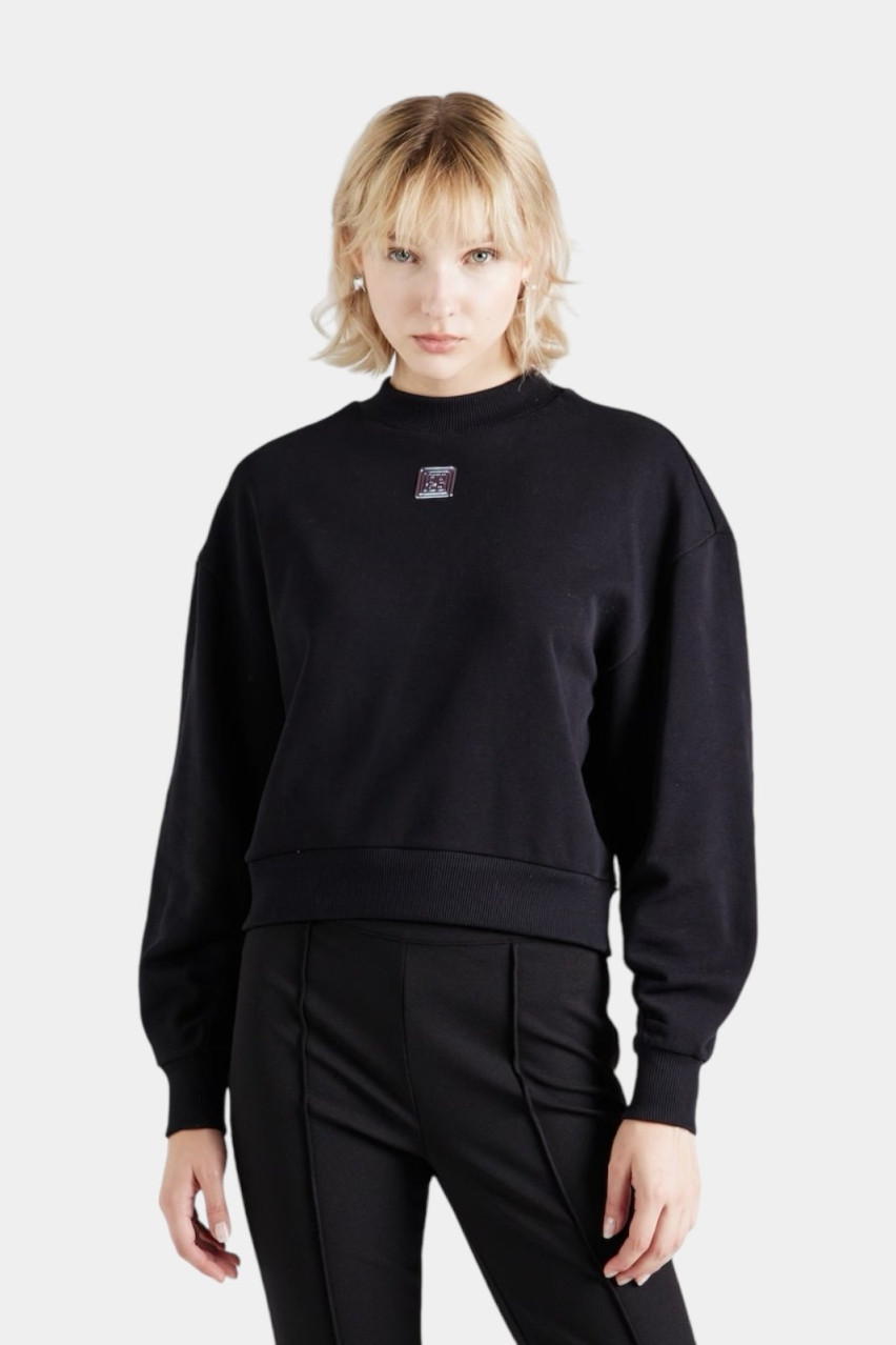 Черный хлопковый свитшот Deflorine с логотипом 50525753 001 HUGO