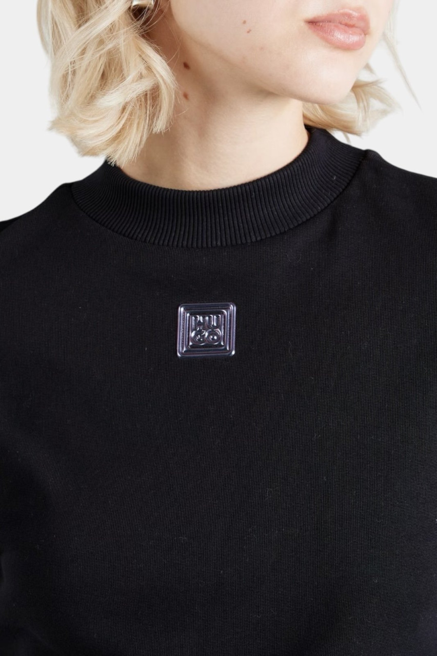 Черный хлопковый свитшот Deflorine с логотипом 50525753 001 HUGO