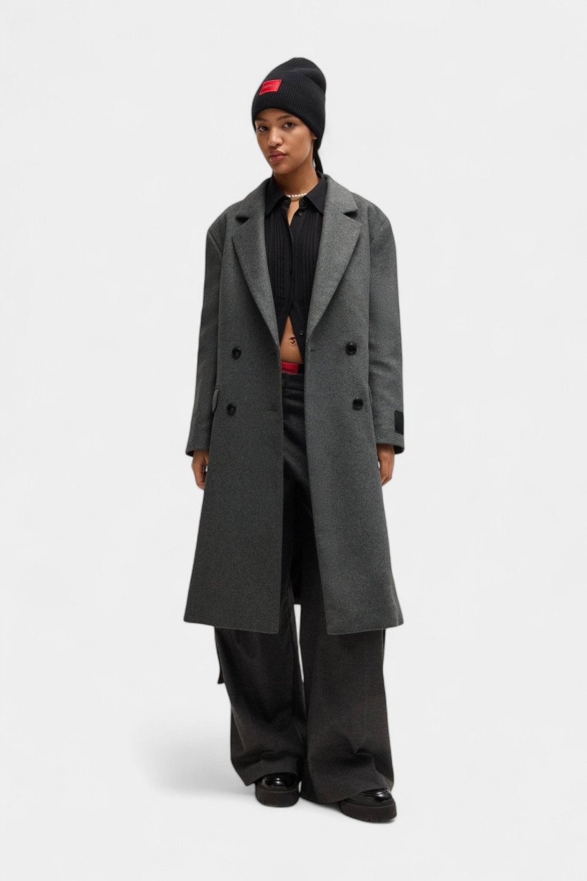 Сіре пальто Marzetti з двобортною застібкою 50523189 021 HUGO