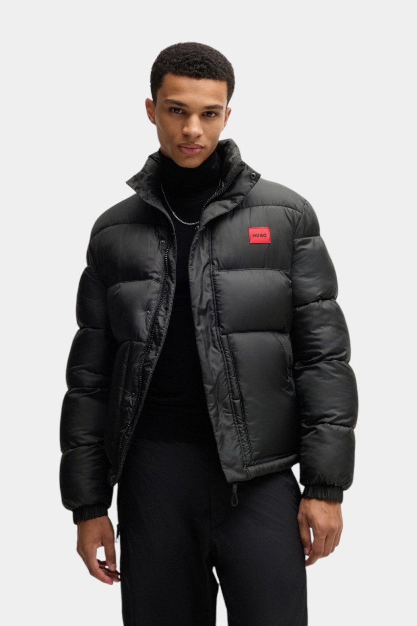 Черный водонепроницаемый пуховик Balto2411 с брендированной нашивкой 50505904 001 HUGO