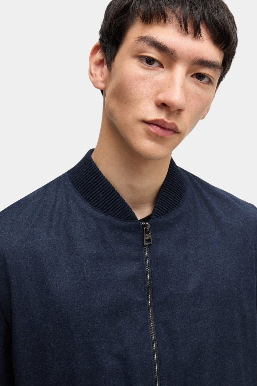 Синій приталений бомбер Ukashi232X з еластичного фланелю 50525020 429 HUGO