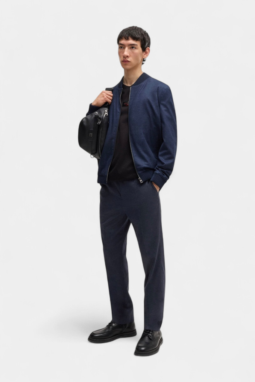 Синій приталений бомбер Ukashi232X з еластичного фланелю 50525020 429 HUGO