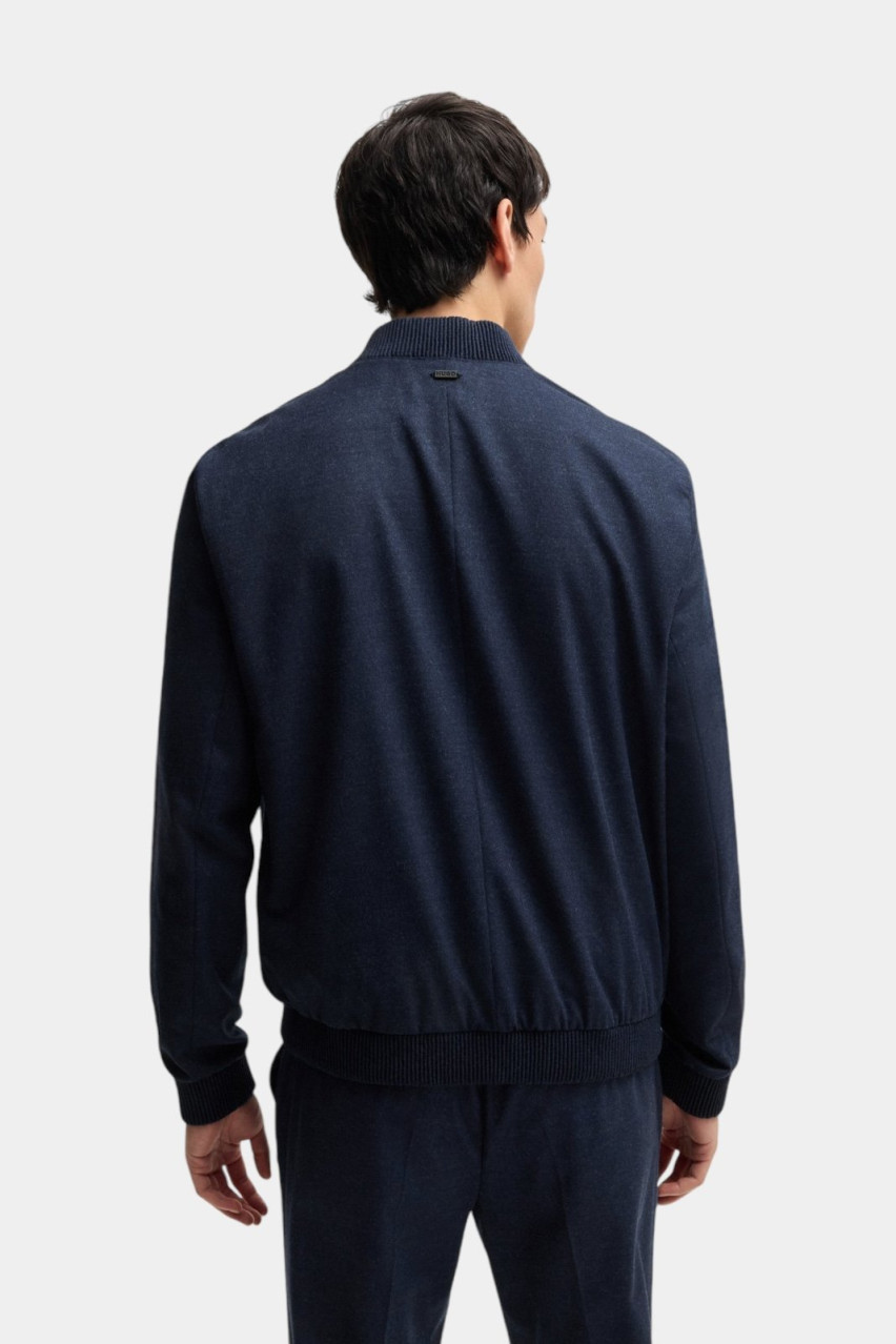 Синій приталений бомбер Ukashi232X з еластичного фланелю 50525020 429 HUGO