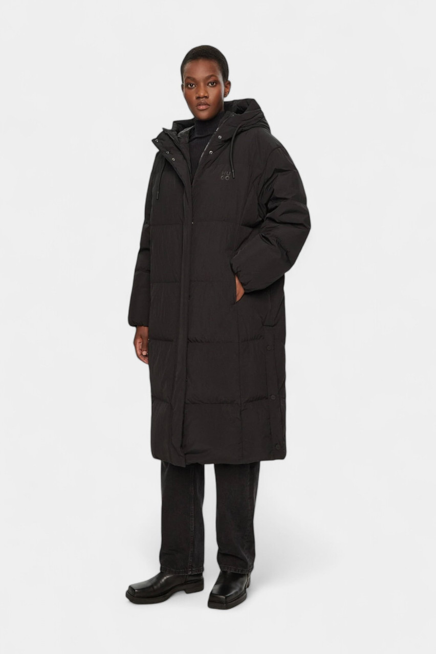 Чорний подовжений пуховик Fini-2 50522318 001 HUGO