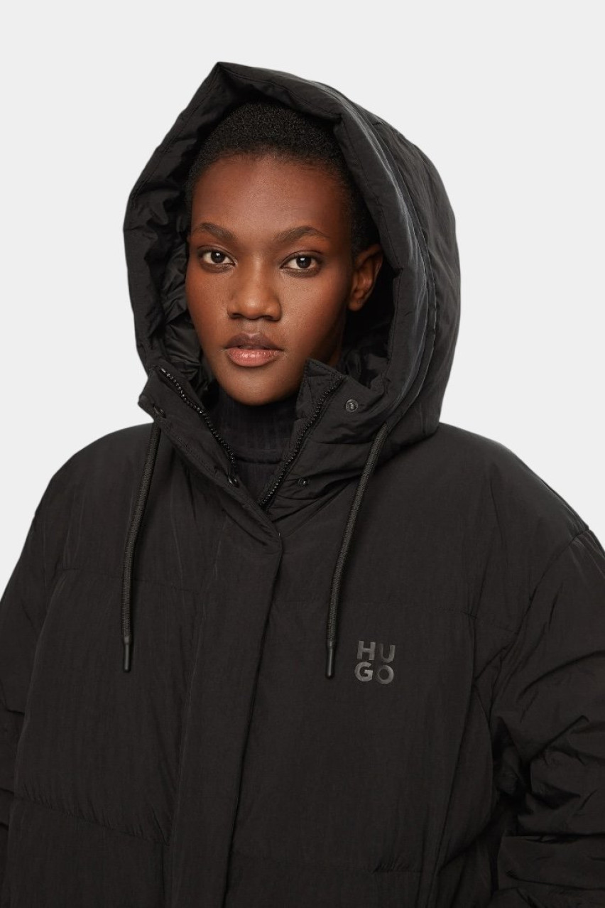 Чорний подовжений пуховик Fini-2 50522318 001 HUGO