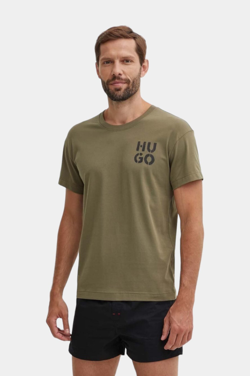 Хаки пижамная футболка SprayLogo 50520463 345 HUGO