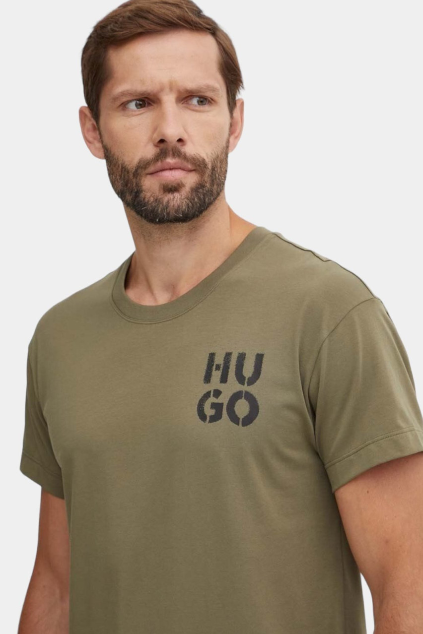 Хаки пижамная футболка SprayLogo 50520463 345 HUGO