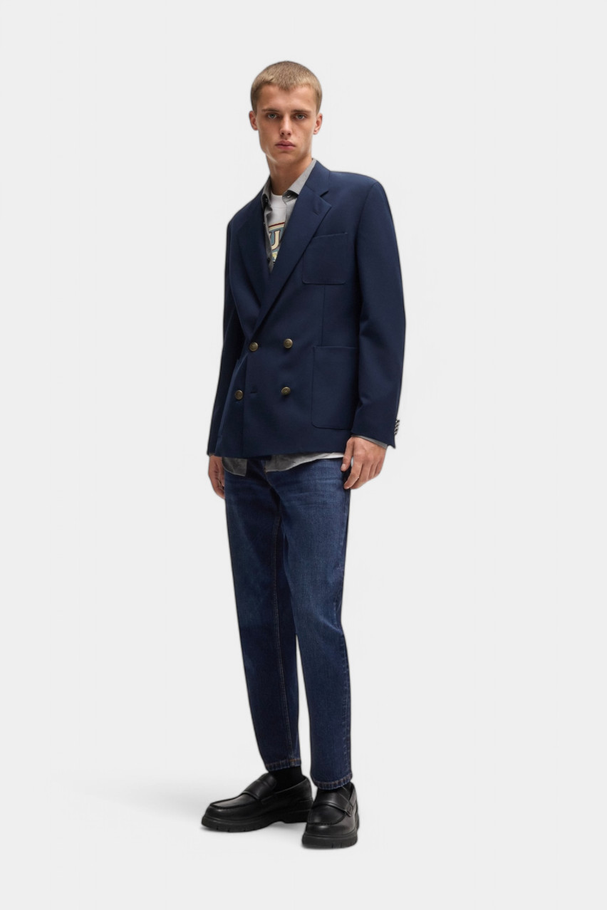 Темно-синие джинсы HUGO 634 приталенного кроя из эластичного денима 50530612 405 HUGO