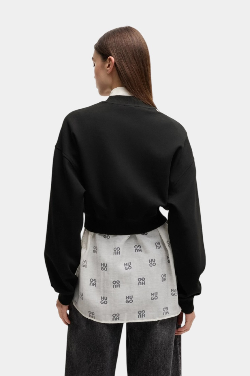 Черный укороченный свитшот Dewita с декоративной цепочкой 50530446 001 HUGO