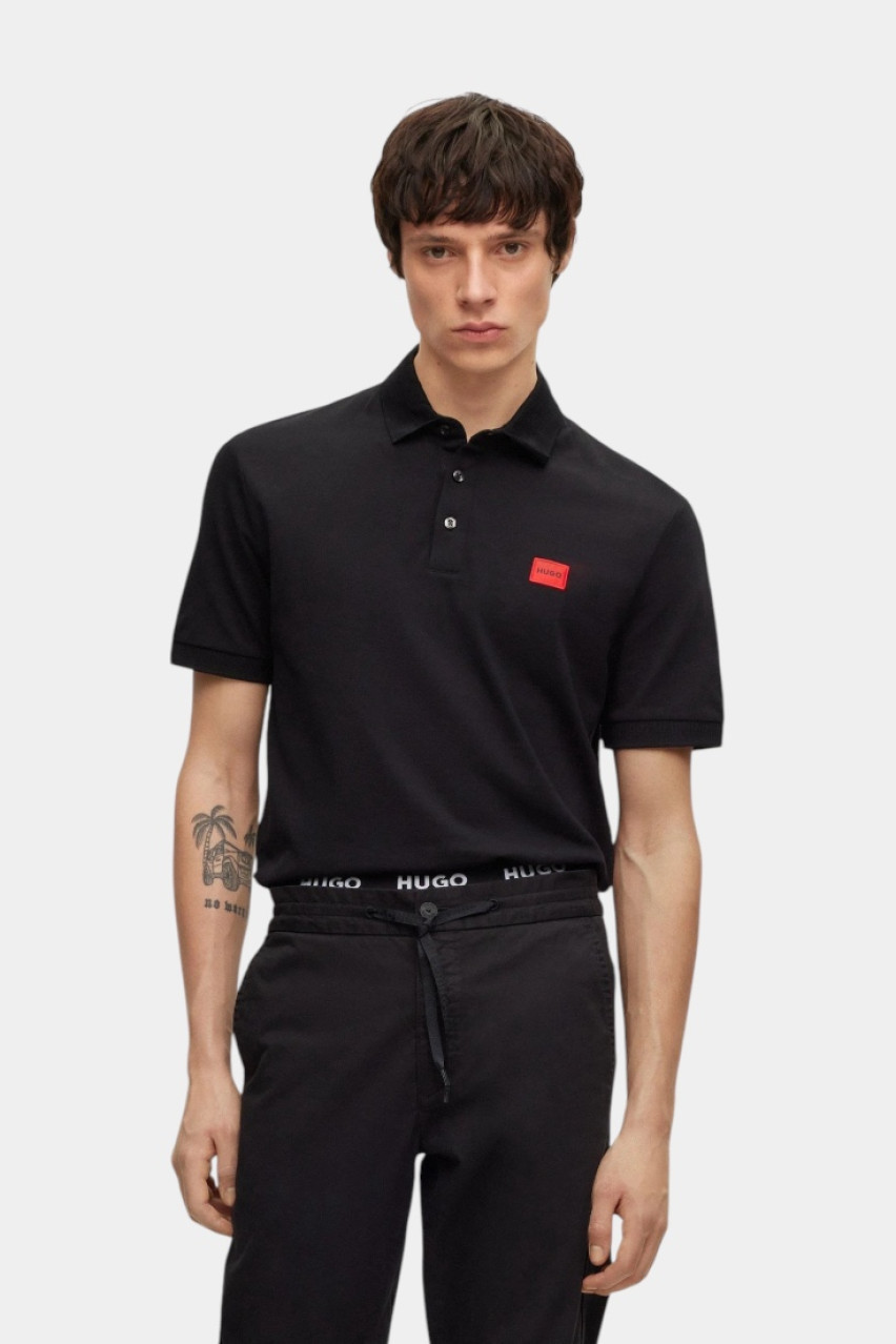 Черное хлопковое поло Dereso232 50490770 001 HUGO