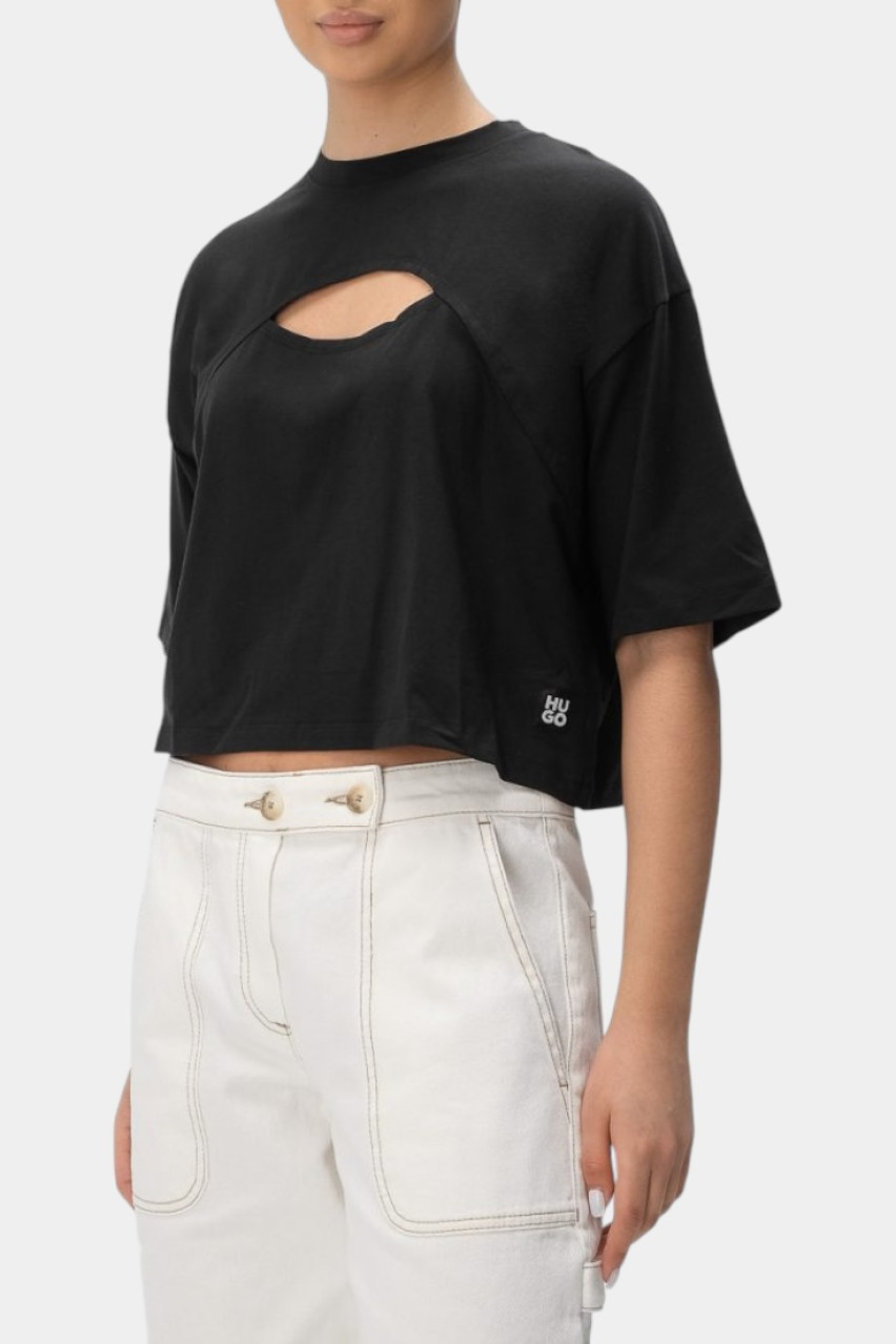 Черная футболка Ivy T-Shirt с вырезом 50539944 002 HUGO
