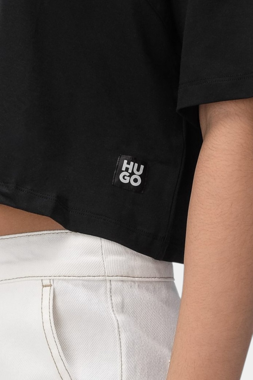 Черная футболка Ivy T-Shirt с вырезом 50539944 002 HUGO