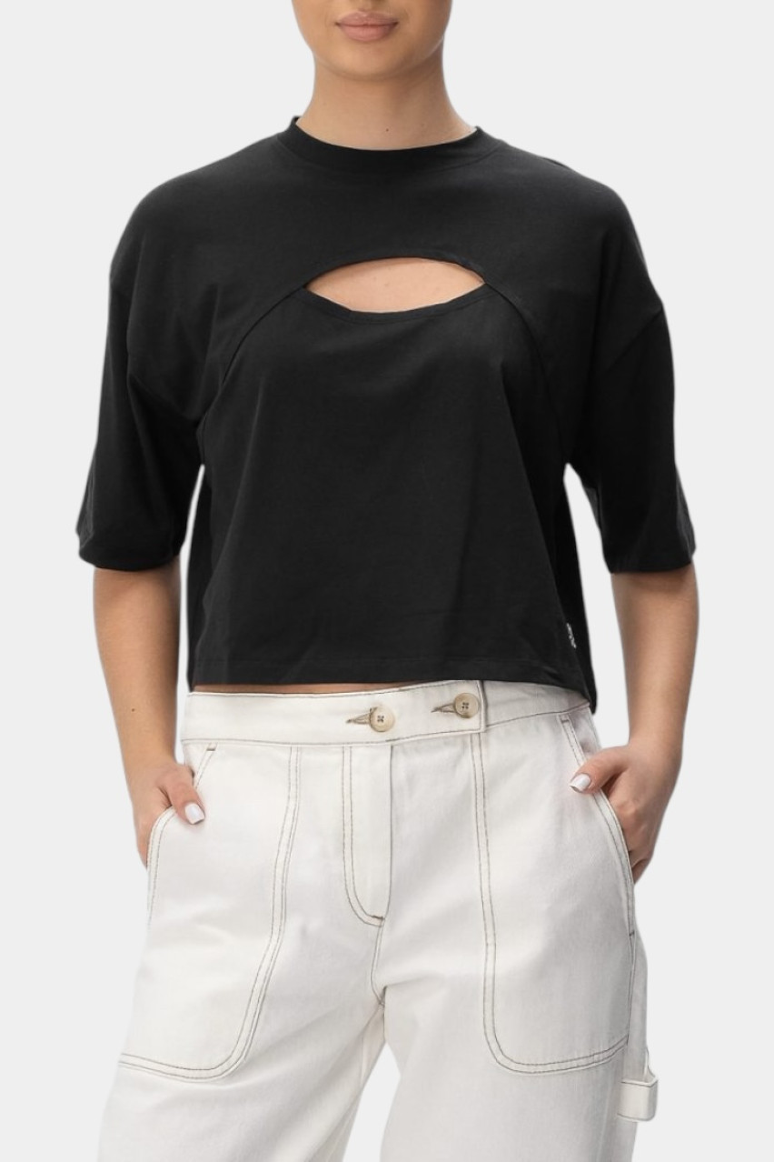 Черная футболка Ivy T-Shirt с вырезом 50539944 002 HUGO