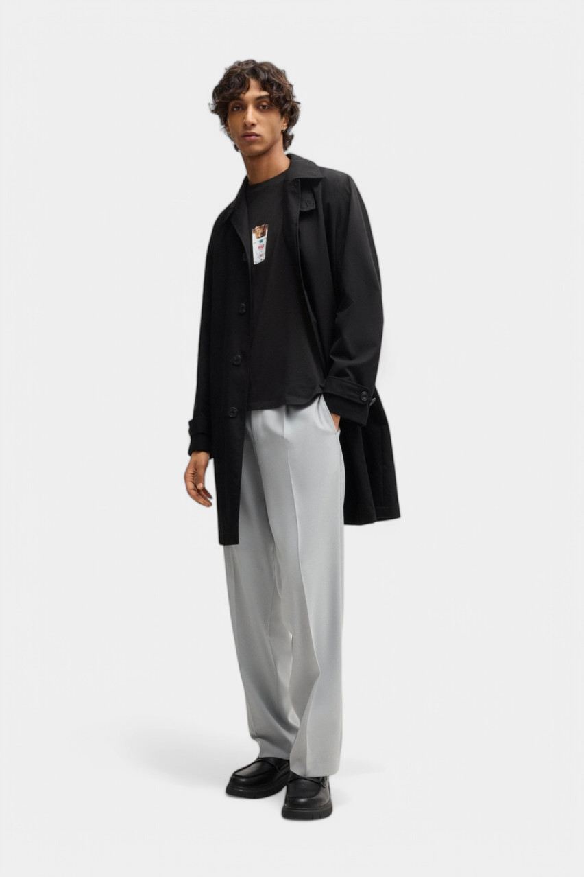 Чорна бавовняна футболка Dilesses з принтом 50530683 001 HUGO