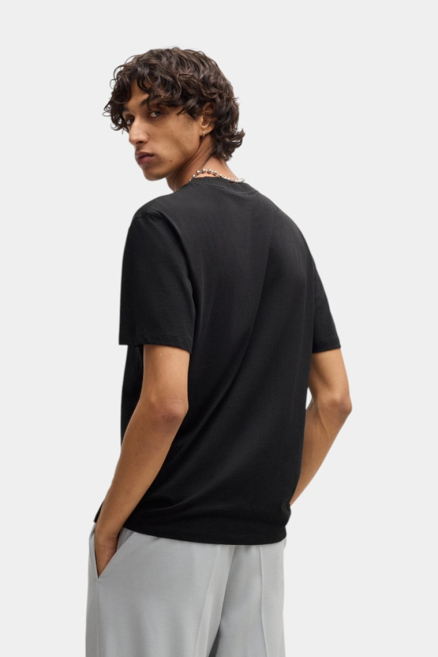 Чорна бавовняна футболка Dilesses з принтом 50530683 001 HUGO