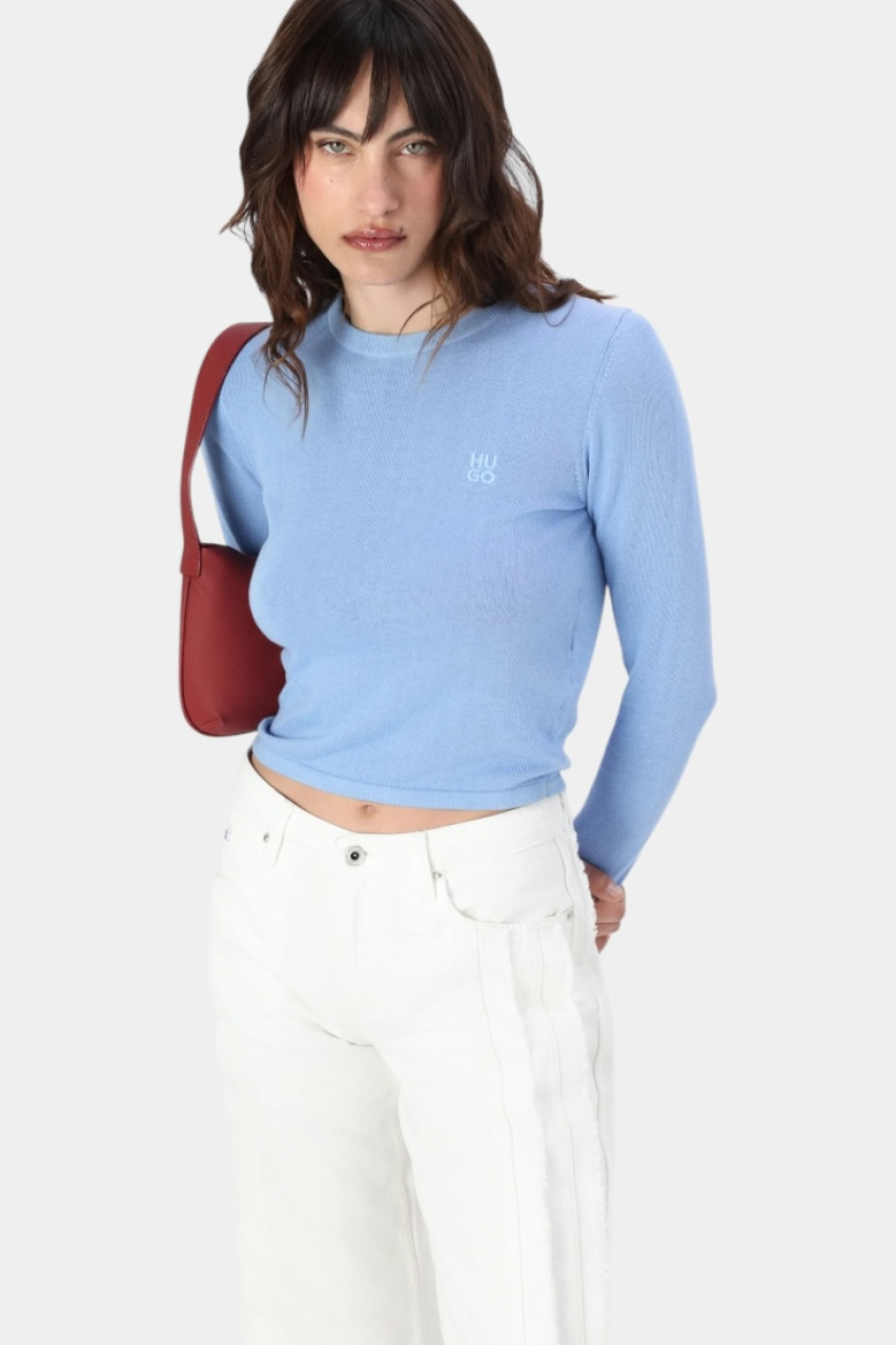 Блакитний вʼязаний светр Scallia 50514296 452 HUGO