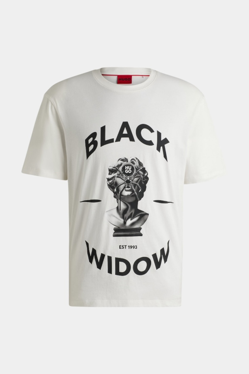 Біла бавовняна футболка Dostalgi з графічним принтом 50530684 102 HUGO